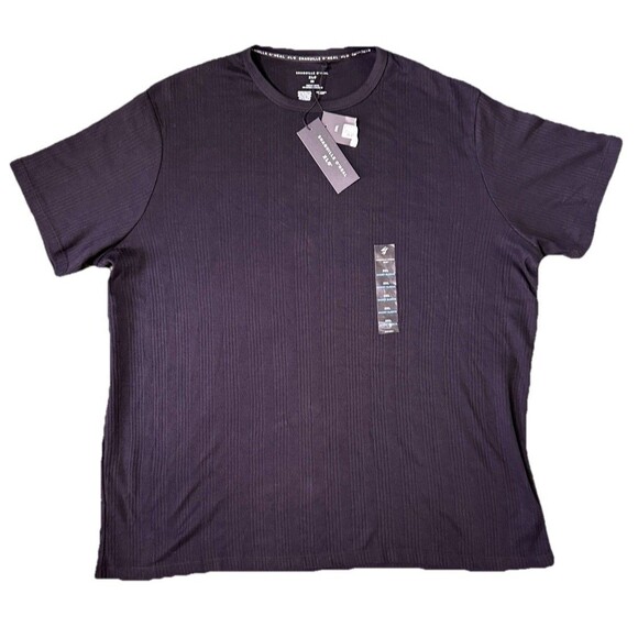 NWT Shaquille O’Neal Men’s Black Textured Short Sleeve Ribbed Tee Minimalist 2XL - Picture 1 of 6